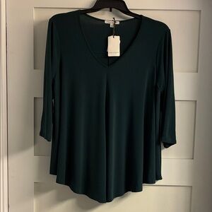 Green Envelope Deep Green V-Neck Blouse